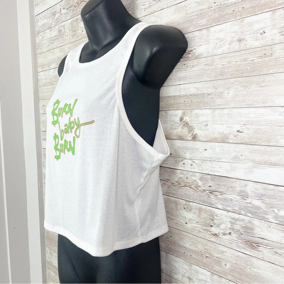 DOLLS KILL “Burn Baby Burn” Logo Racerback White Crop Top Tank 1X - Picture 4 of 9
